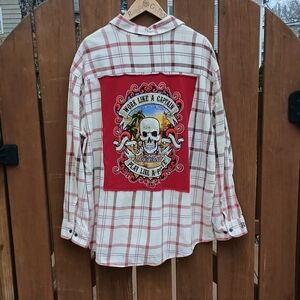 Upcycled Bleached Flannel Shirt Size XXL Margaritaville Grundge Band Shirt